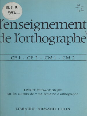 cover image of L'enseignement de l'orthographe